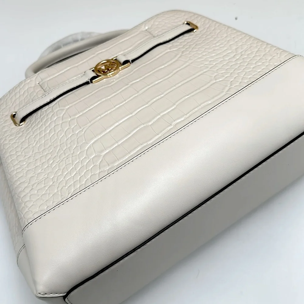 MICHAEL KORS Reed Large Leather Belted Satchel Crossbody Handbag Center Zip - Picture 12 of 13